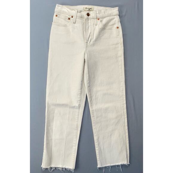 Madewell Denim - Madewell White Perfect Vintage Straight Jeans with Frayed Hem